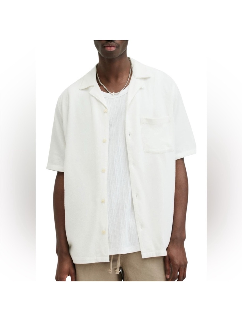 ALL SAINTS Cudi Relaxed Fit Camp Collar Short Sleeve Shirt Size Large